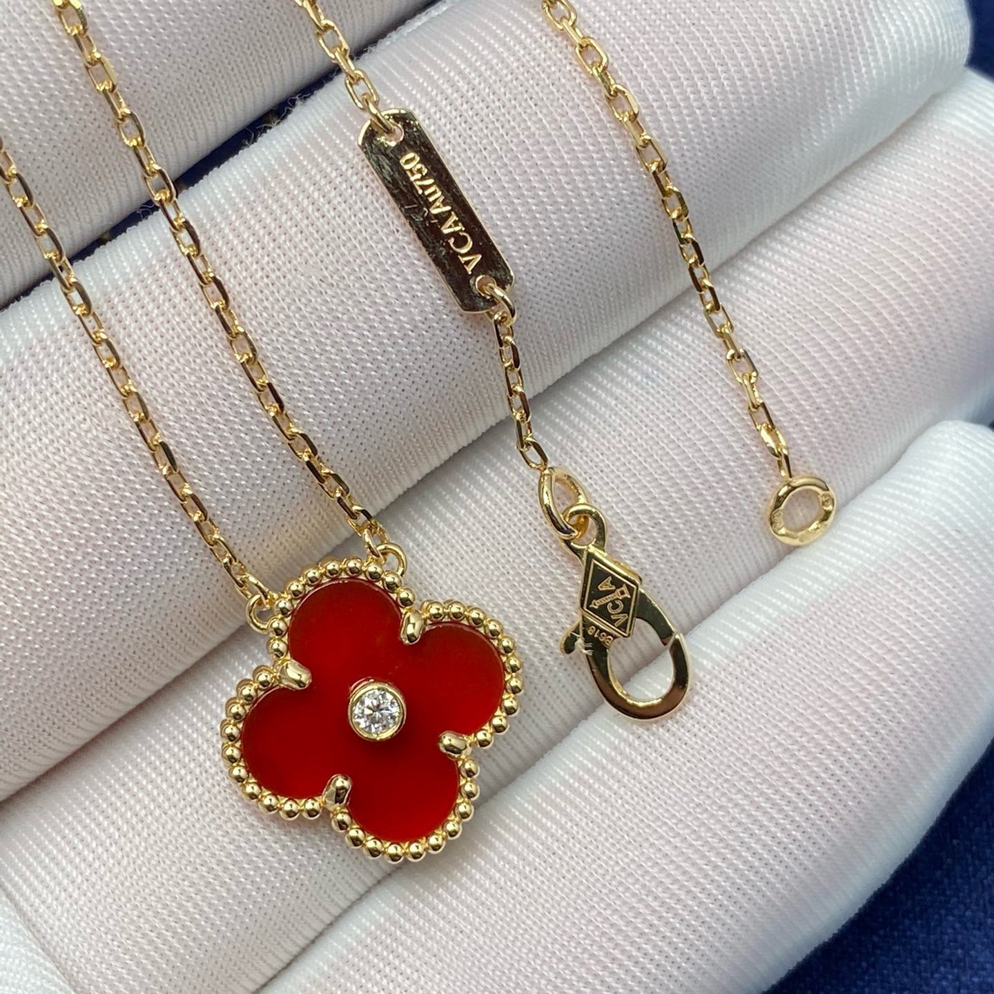 ¡®Twinkle jewelry¡¯CLOVER 15MM DIAMOND CARNELIAN NECKLACE
