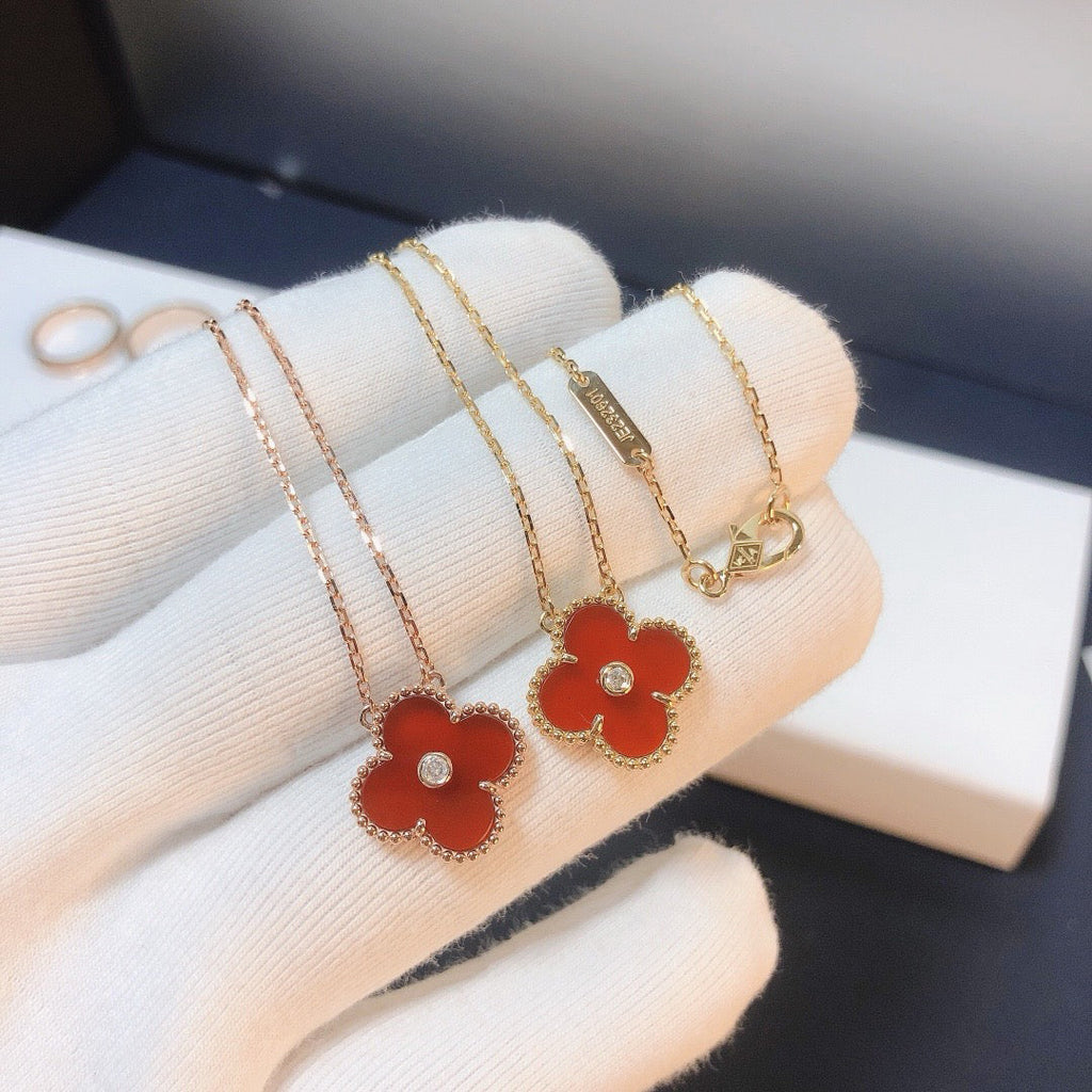 ¡®Twinkle jewelry¡¯CLOVER 15MM DIAMOND CARNELIAN NECKLACE