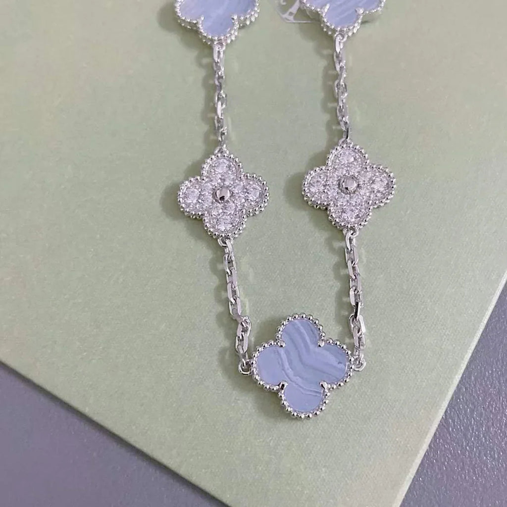 [Twinkle jewelry]New  CLOVER 5 MOTIF PURPLE CHALCEDONY BRACELET COLLECTION