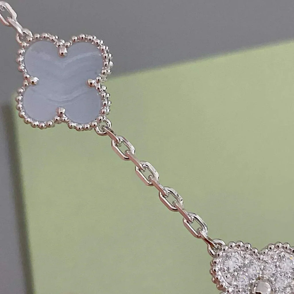 [Twinkle jewelry]New  CLOVER 5 MOTIF PURPLE CHALCEDONY BRACELET COLLECTION