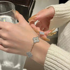 [Twinkle jewelry]New  CLOVER 5 MOTIF PURPLE CHALCEDONY BRACELET COLLECTION
