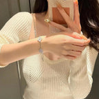 [Twinkle jewelry]New  CLOVER 5 MOTIF PURPLE CHALCEDONY BRACELET COLLECTION