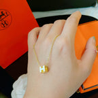 ¡®Twinkle jewelry¡¯H WHITE SQUARE GOLD NECKLACE