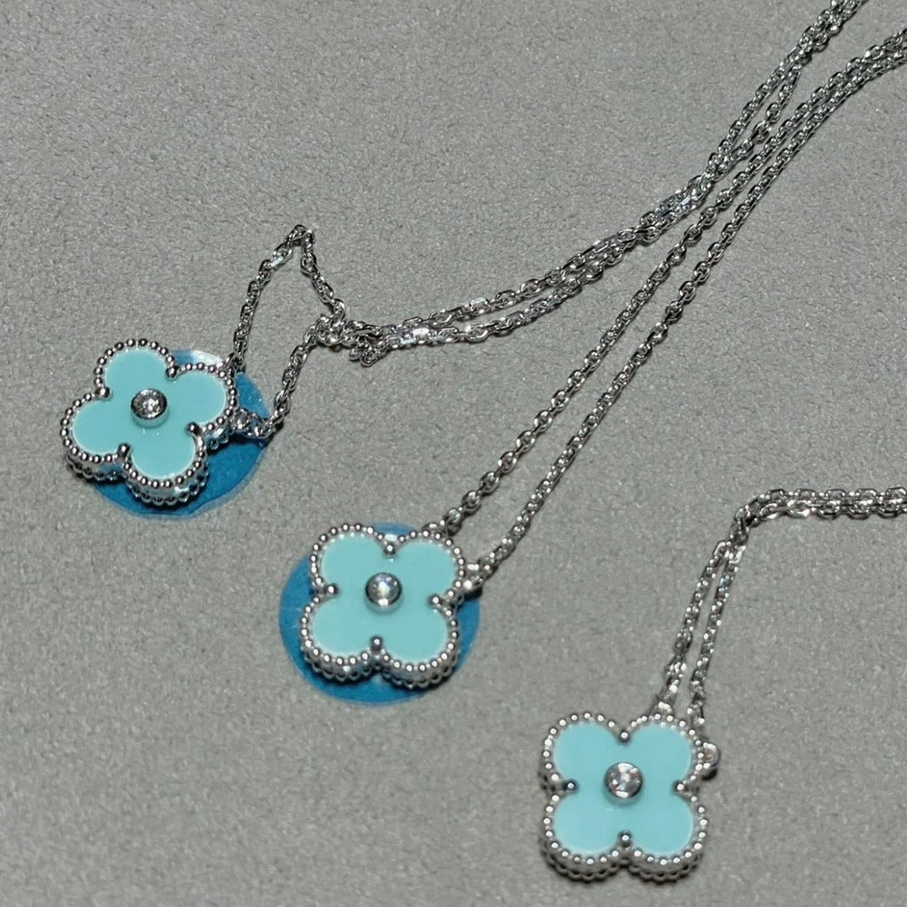 ¡®Twinkle jewelry¡¯CLOVER 1 DIAMOND LIGHT BLUE SILVER NECKLACE