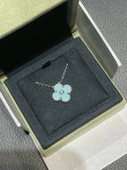 ¡®Twinkle jewelry¡¯CLOVER 1 DIAMOND LIGHT BLUE SILVER NECKLACE