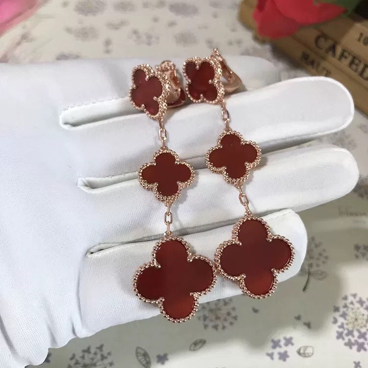 ¡®Twinkle jewelry¡¯CLOVER 3 MOTIF CARNELIAN DROP EARRINGS