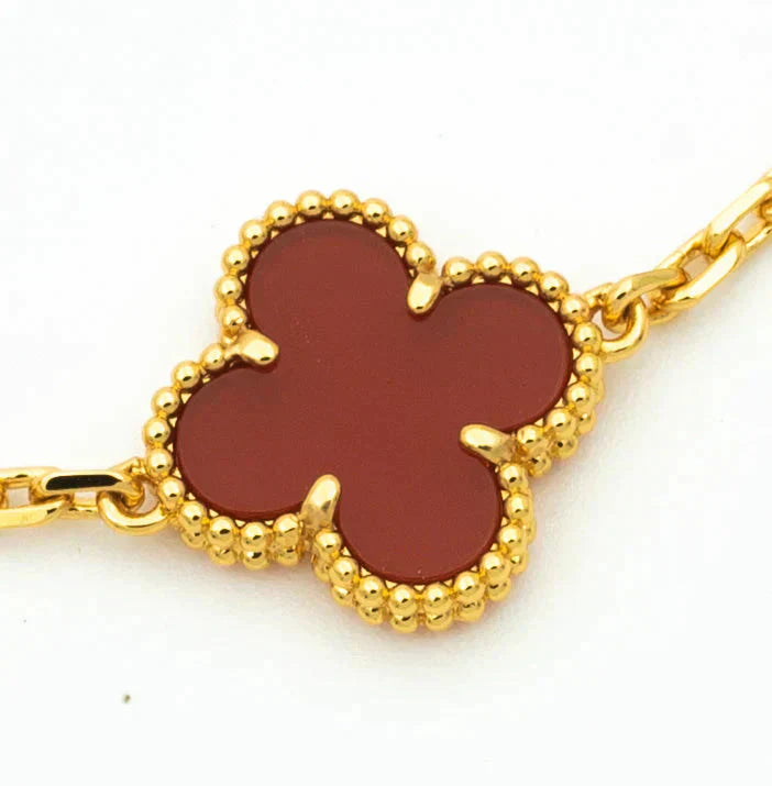 [Twinkle jewelry]New  CLOVER 5 MOTIF RED CORNELIAN BRACELET COLLECTION