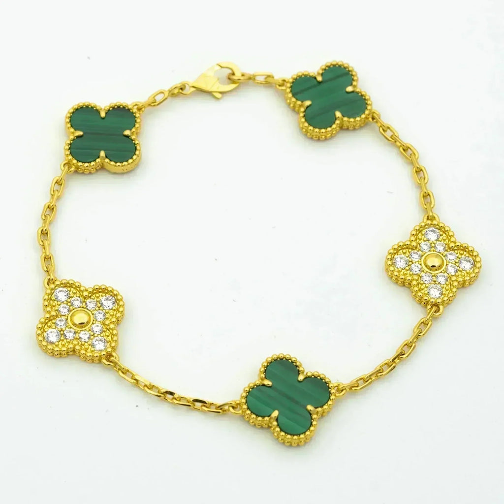 [Twinkle jewelry]New  CLOVER 5 MOTIF MALACHITE BRACELET COLLECTION