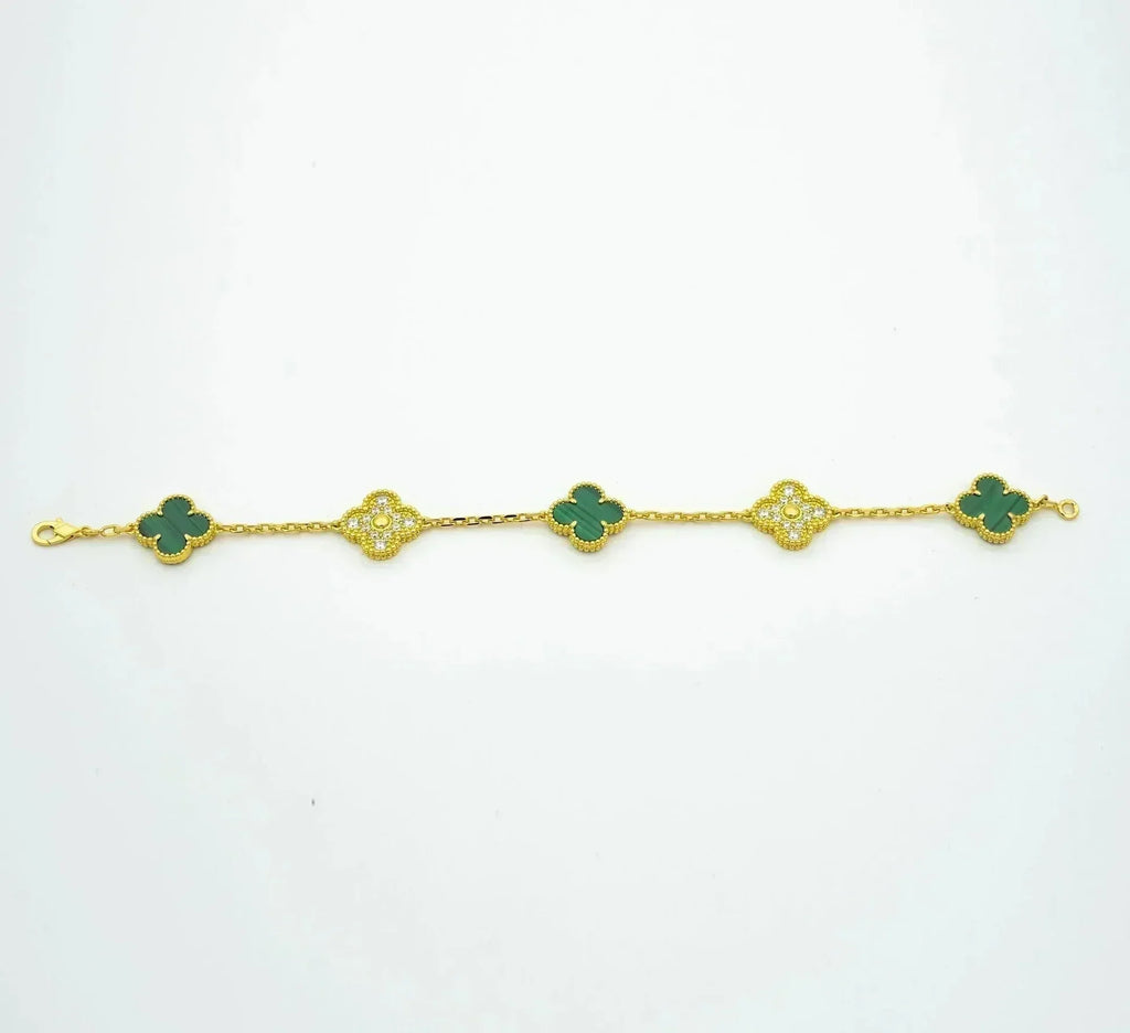 [Twinkle jewelry]New  CLOVER 5 MOTIF MALACHITE BRACELET COLLECTION