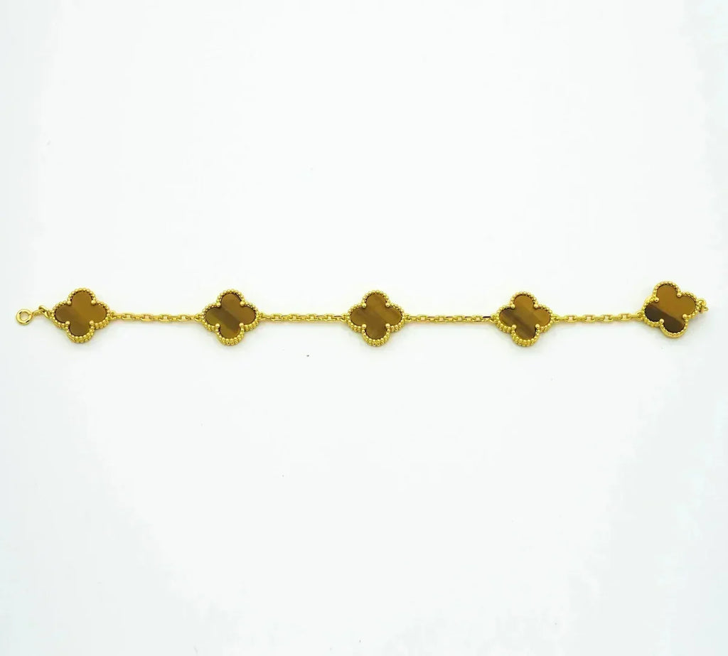 [Twinkle jewelry]New  CLOVER 5 MOTIFS TIGER EYE BRACELET COLLECTION