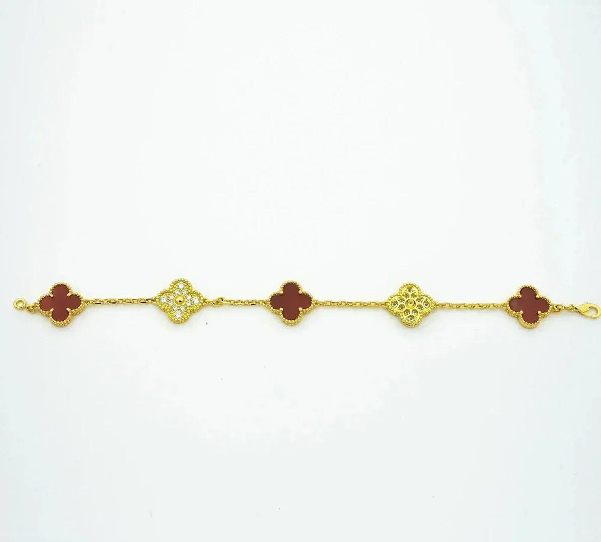 [Twinkle jewelry]New  CLOVER 5 MOTIF RED CORNELIAN BRACELET COLLECTION