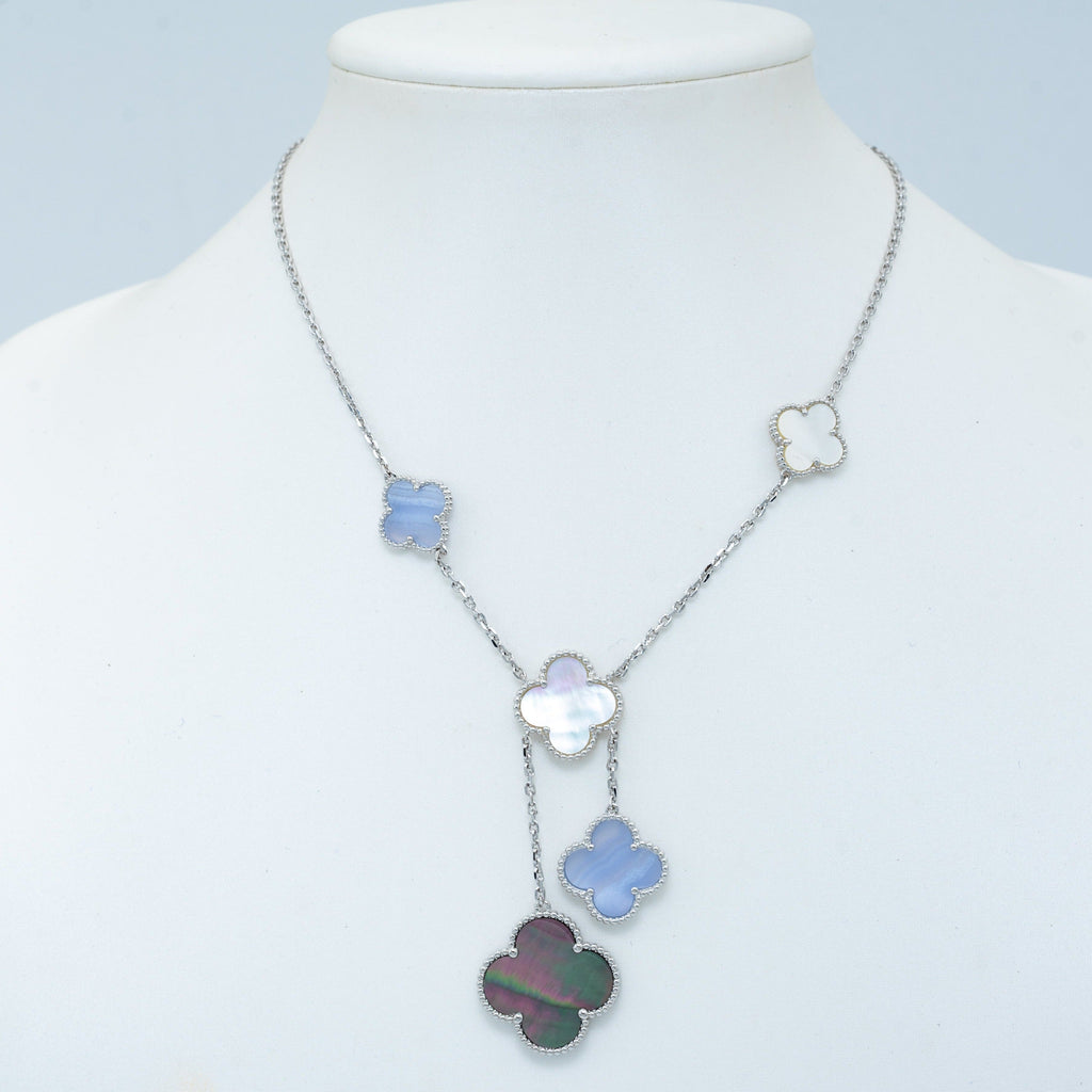 ¡®Twinkle jewelry¡¯CLOVER MOP CHALCEDONY NECKLACE SILVER 6 MOTIF