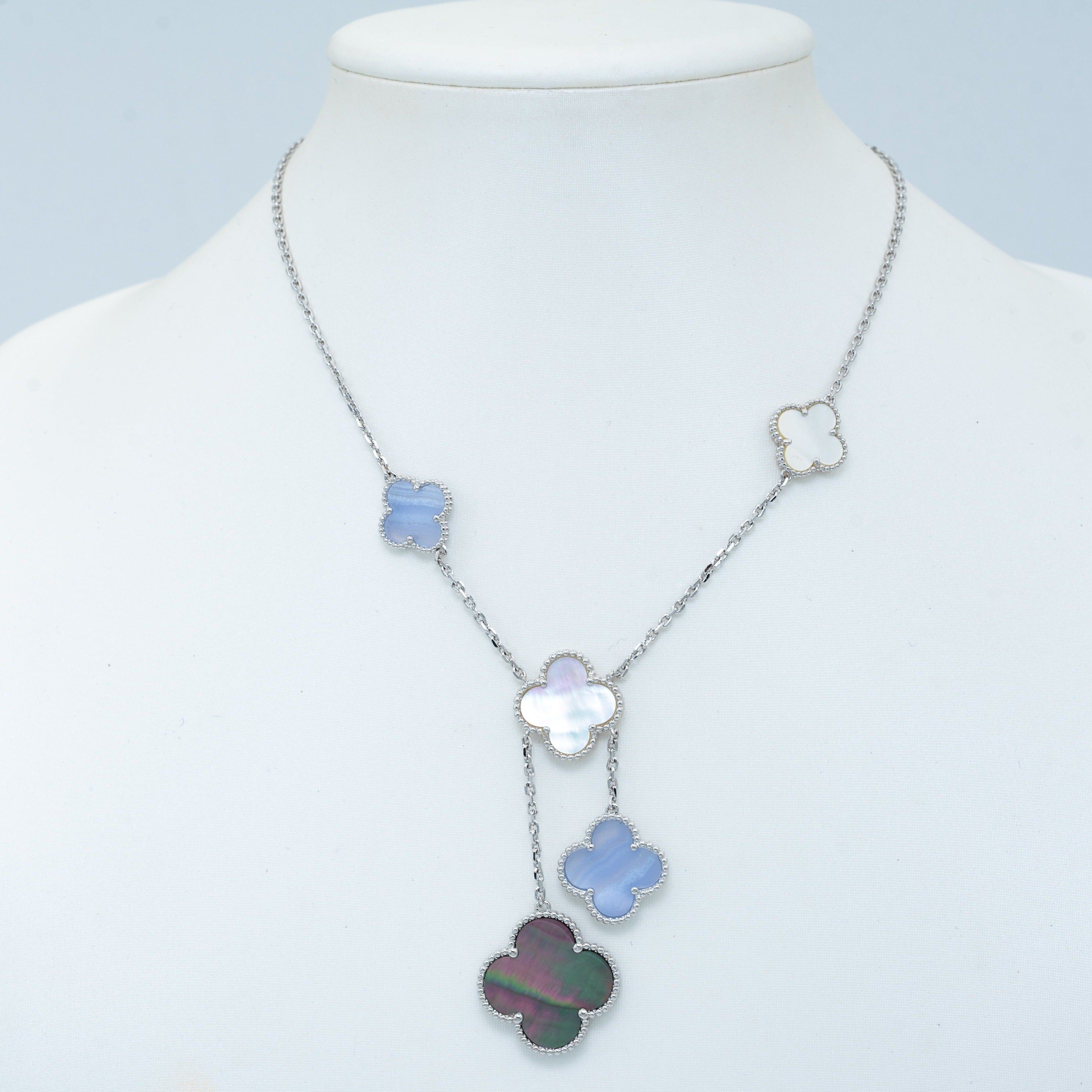¡®Twinkle jewelry¡¯CLOVER MOP CHALCEDONY NECKLACE SILVER 6 MOTIF