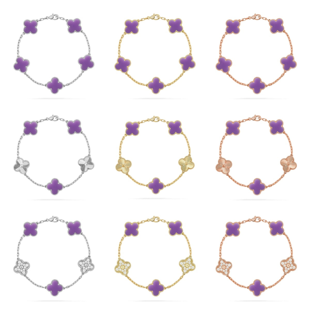 [Twinkle jewelry]New CLOVER 5 MOTIF LIGHT PURPLE BRACELET COLLECTION