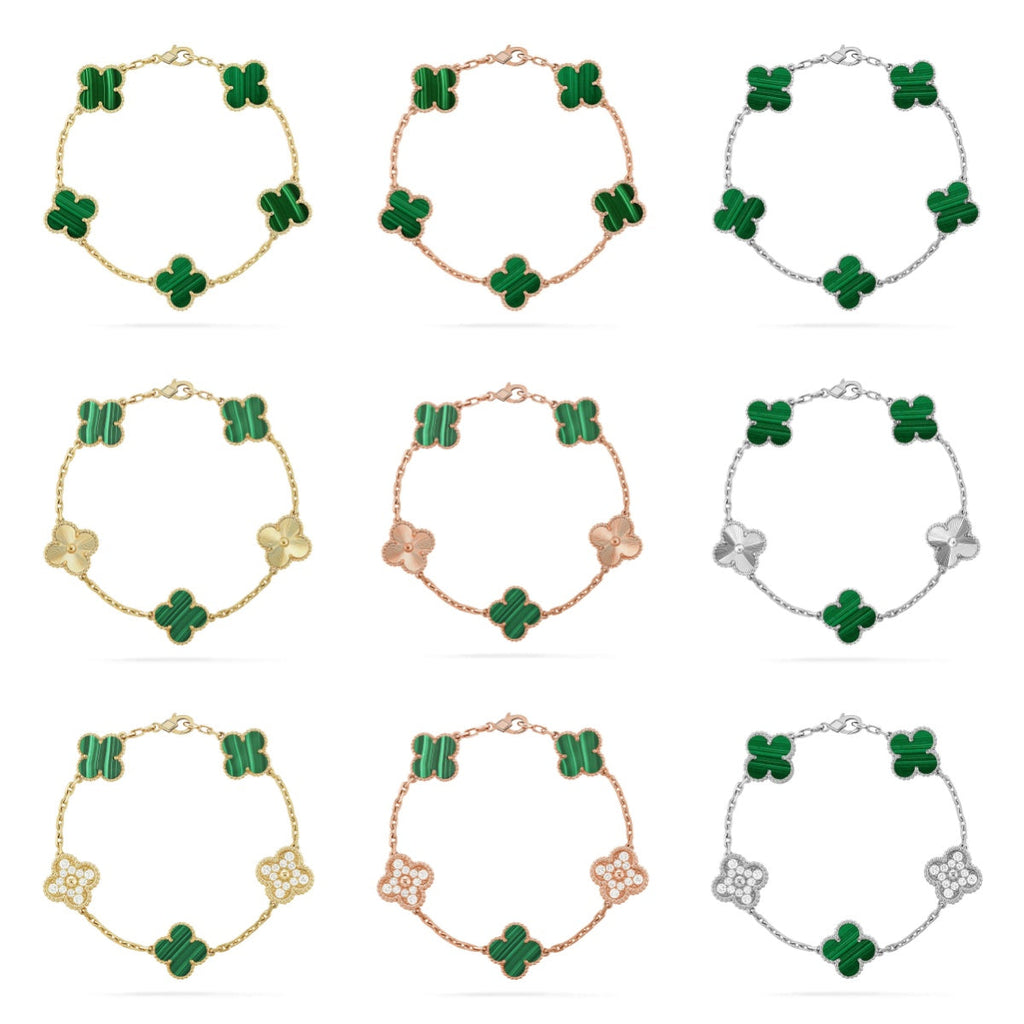 [Twinkle jewelry]New  CLOVER 5 MOTIF MALACHITE BRACELET COLLECTION