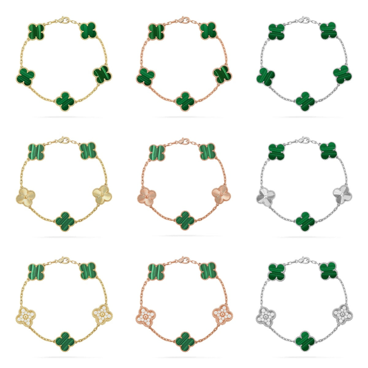 [Twinkle jewelry]New  CLOVER 5 MOTIF MALACHITE BRACELET COLLECTION