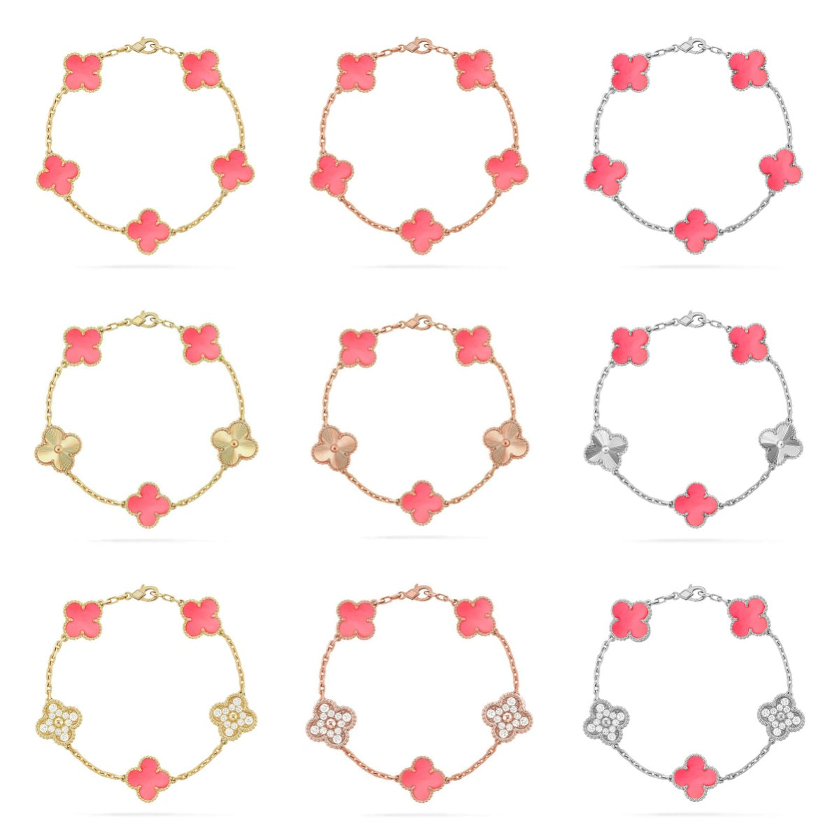 [Twinkle jewelry]New  CLOVER 5 MOTIFS  PINK MOP BRACELET COLLECTION