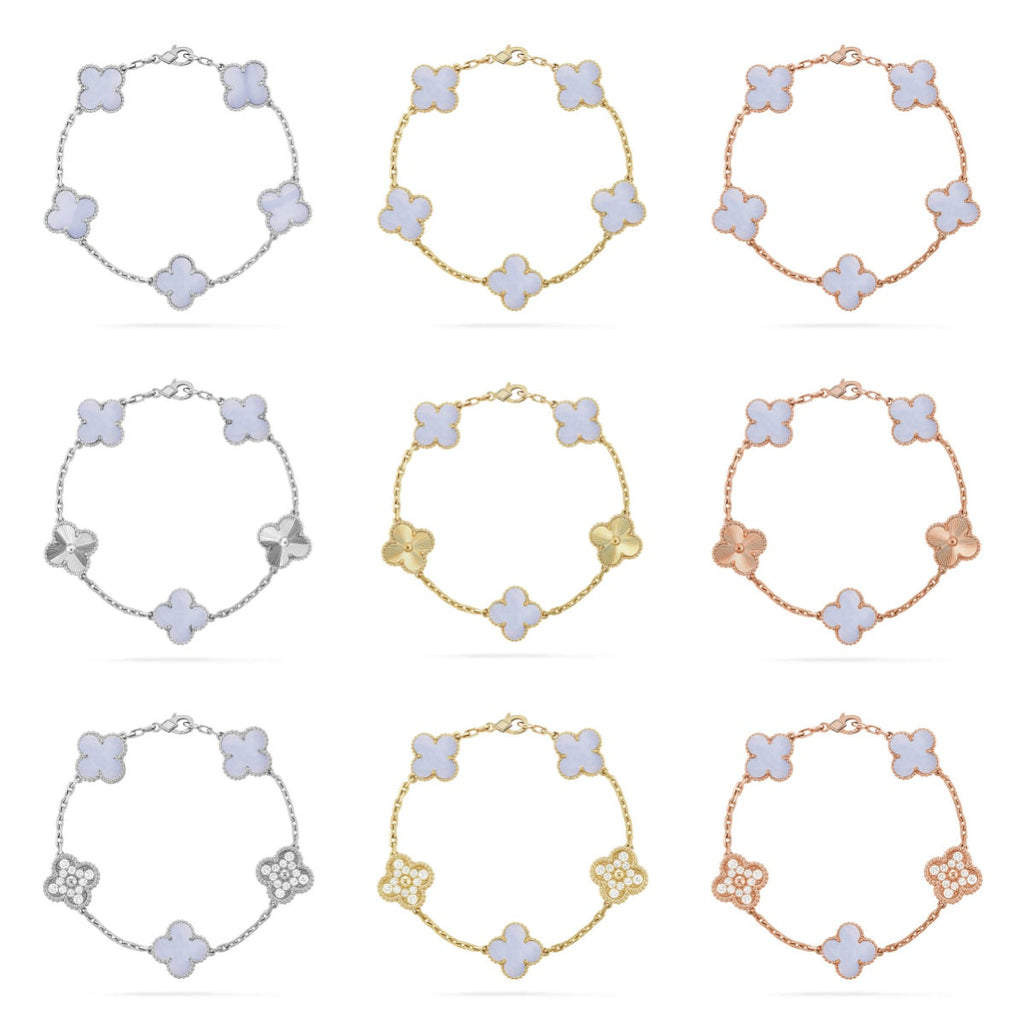 [Twinkle jewelry]New  CLOVER 5 MOTIF PURPLE CHALCEDONY BRACELET COLLECTION