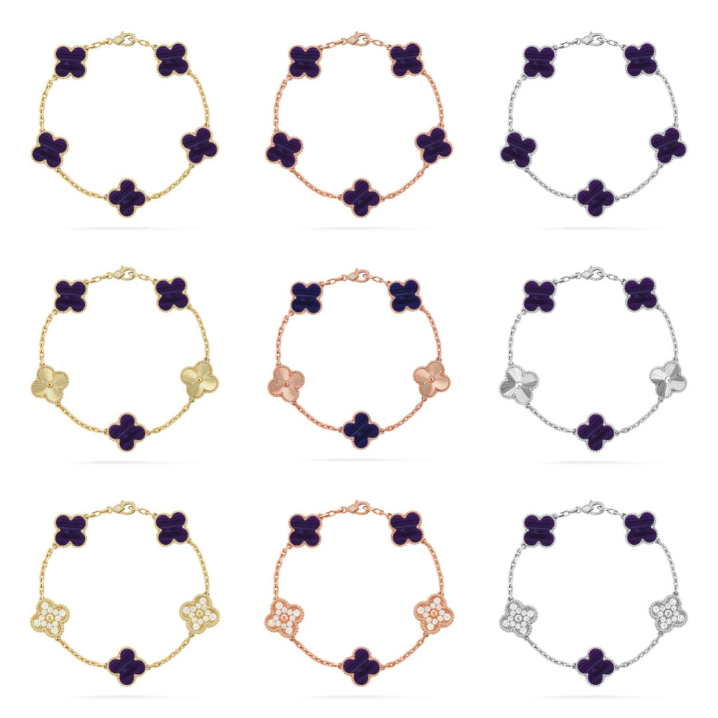 [Twinkle jewelry]New CLOVER 5 MOTIF PURPLE STRIPES BRACELET COLLECTION