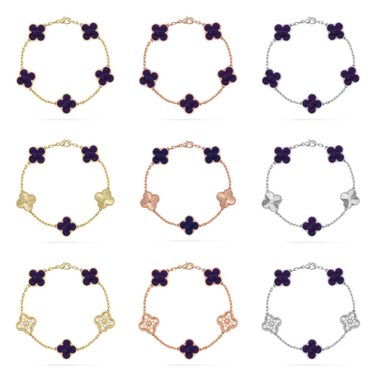 [Twinkle jewelry]New CLOVER 5 MOTIF PURPLE STRIPES BRACELET COLLECTION