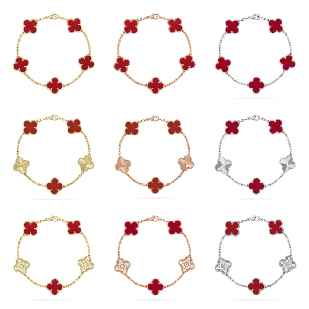 [Twinkle jewelry]New  CLOVER 5 MOTIF RED CORNELIAN BRACELET COLLECTION