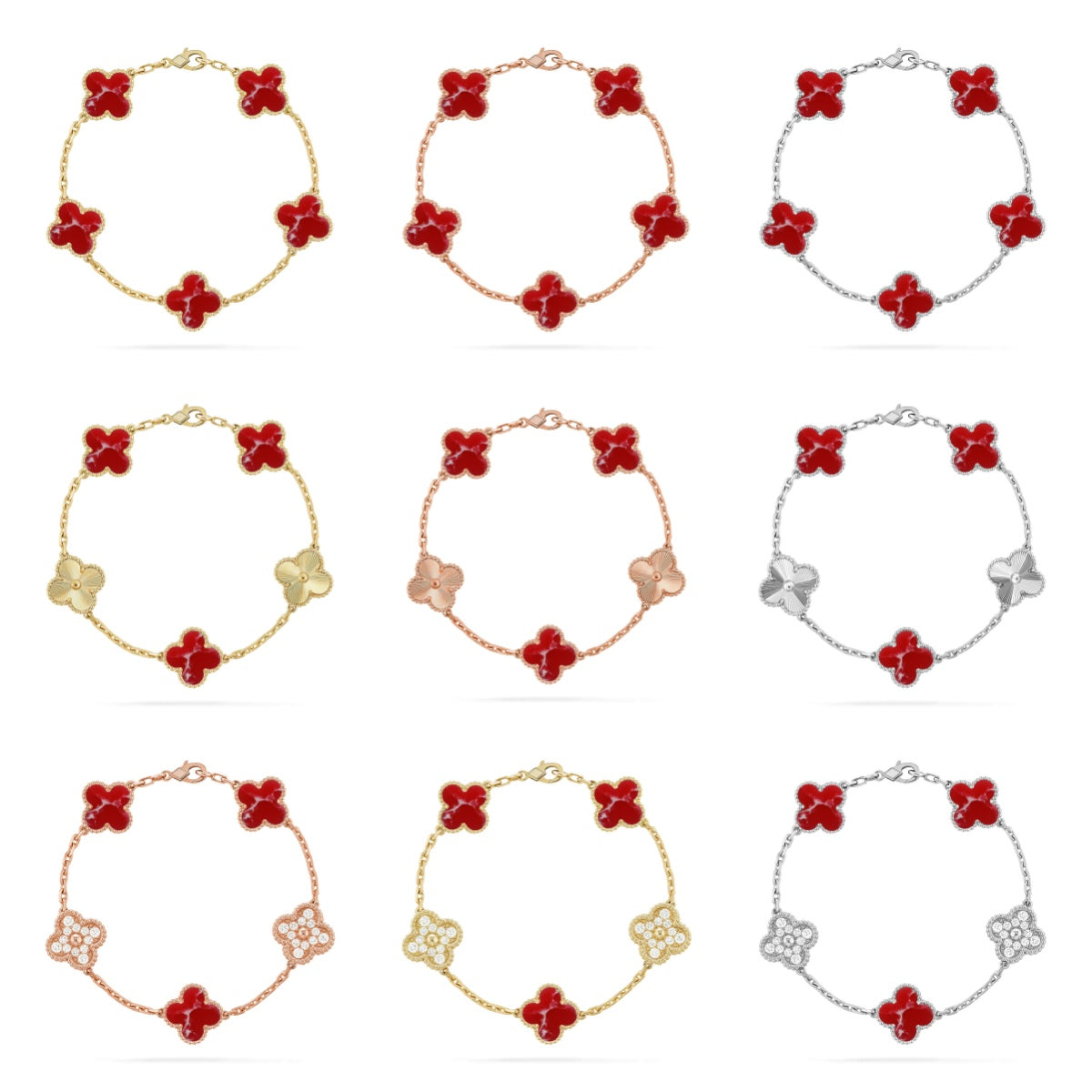 [Twinkle jewelry]New CLOVER 5 MOTIF RED PATTERN BRACELET COLLECTION