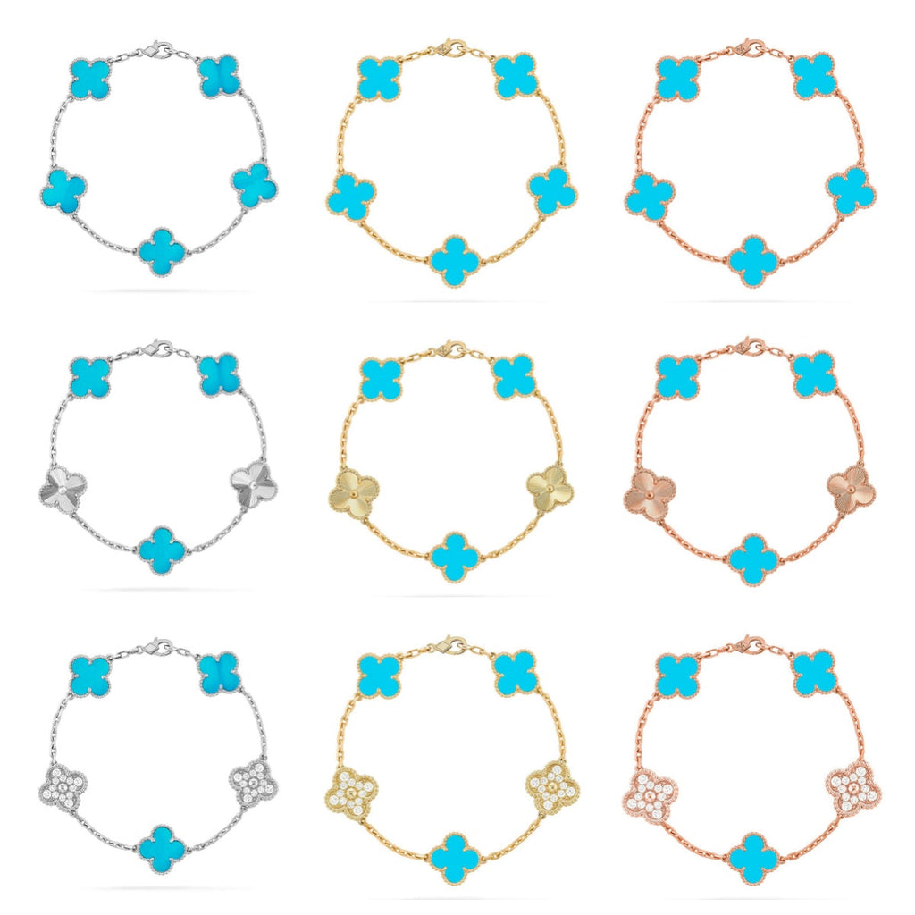 [Twinkle jewelry]New  CLOVER 5 MOTIF TURQUOISE BRACELET COLLECTION