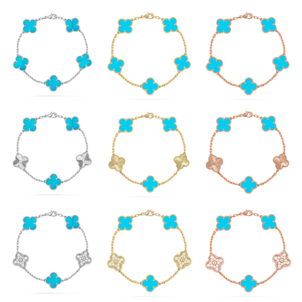 [Twinkle jewelry]New  CLOVER 5 MOTIF TURQUOISE BRACELET COLLECTION