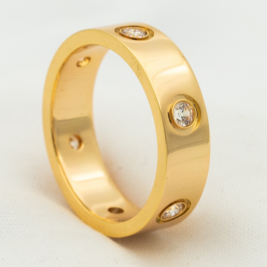 ¡®Twinkle jewelry¡¯LOVE RING 5.5MM 6 DIAMONDS PINK GOLD