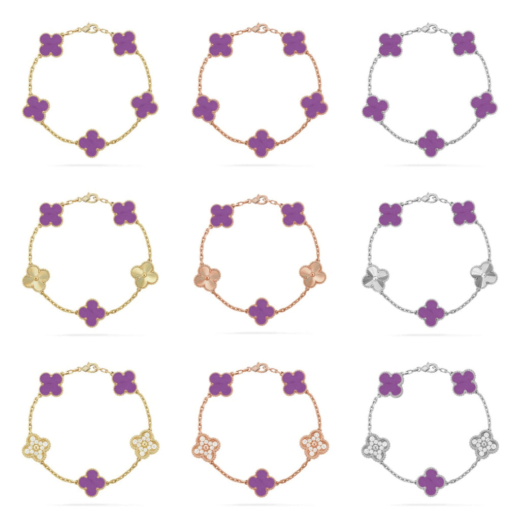 [Twinkle jewelry]New  CLOVER 5 MOTIF VIOLET BRACELET COLLECTION