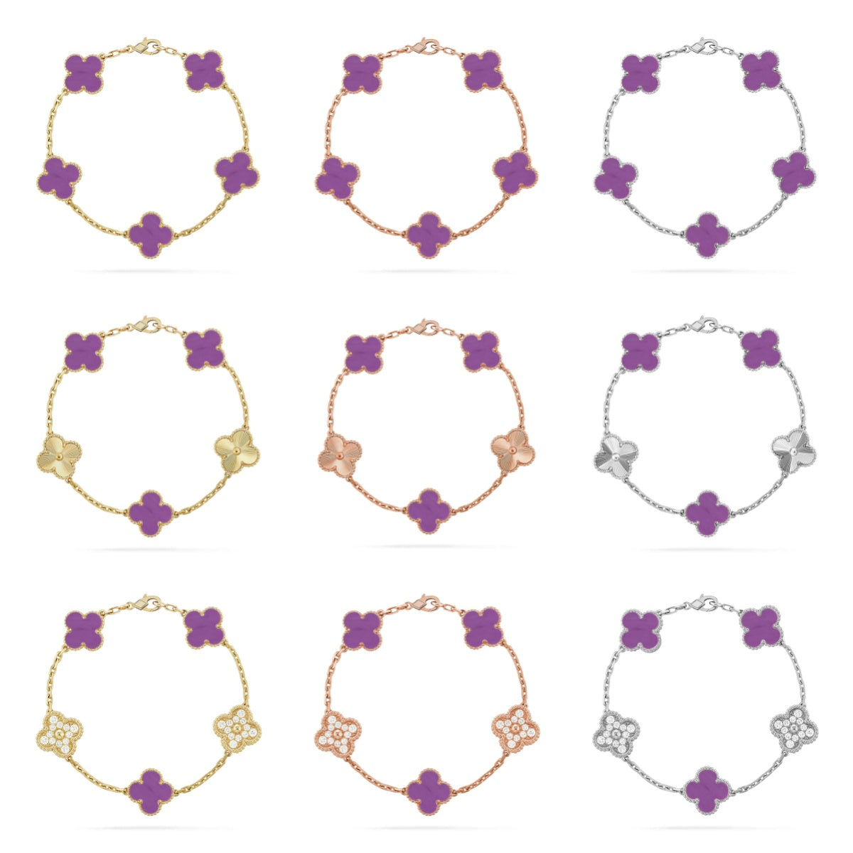 [Twinkle jewelry]New  CLOVER 5 MOTIF VIOLET BRACELET COLLECTION
