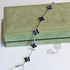 ¡®Twinkle jewelry¡¯CLOVER 5 MOTIF VEINED ONYX BRACELET SILVER