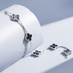 ¡®Twinkle jewelry¡¯CLOVER 5 MOTIF VEINED ONYX BRACELET SILVER