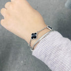 ¡®Twinkle jewelry¡¯CLOVER 5 MOTIF VEINED ONYX BRACELET SILVER