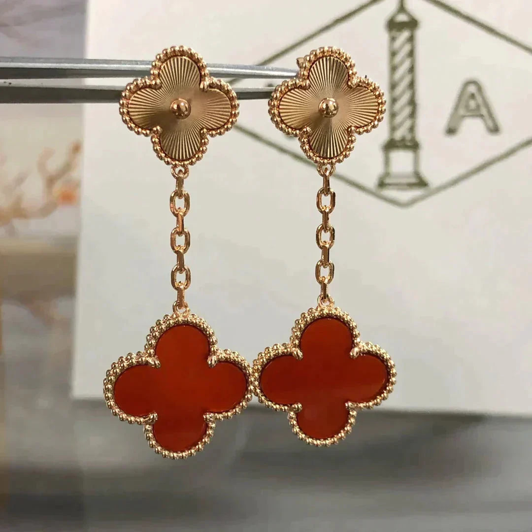 ¡®Twinkle jewelry¡¯CLOVER 2 MOTIF  LASER CARNELIAN EARRINGS