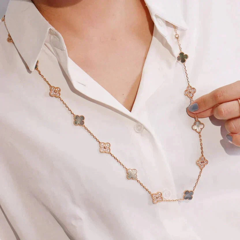 ¡®Twinkle jewelry¡¯CLOVER 20 MOTIFS DARK MOP DIAMOND  NECKLACE