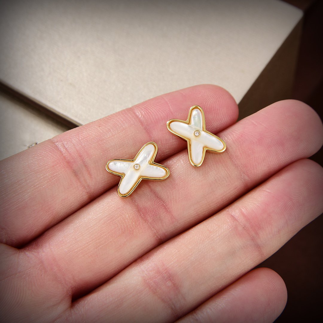 ¡®Twinkle jewelry¡¯JEUX DE WHITE MOP GOLD DIAMOND EARRINGS