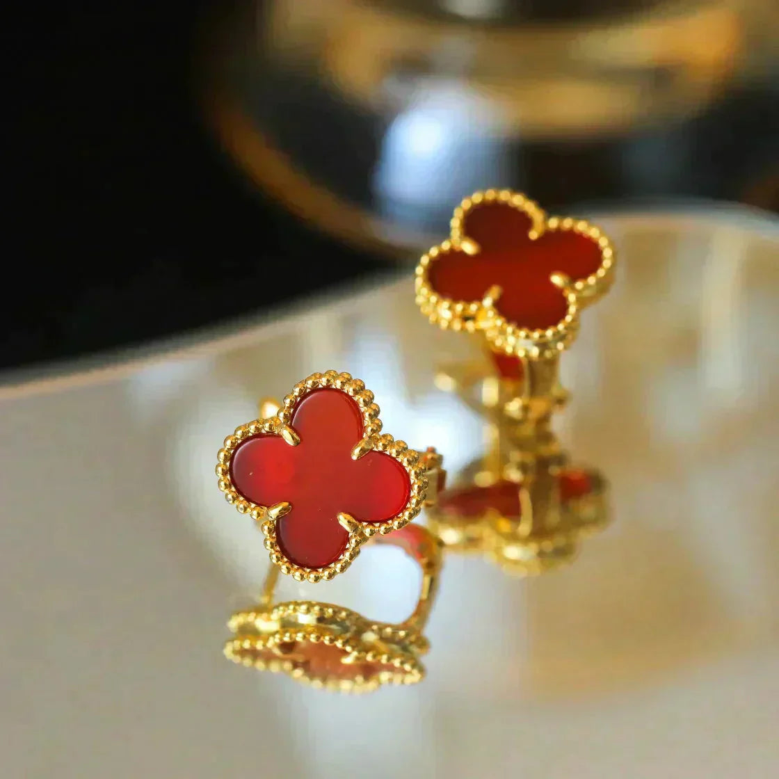 ¡®Twinkle jewelry¡¯CLOVER MEDIUM 1 MOTIFS CARNELIAN  EARRINGS