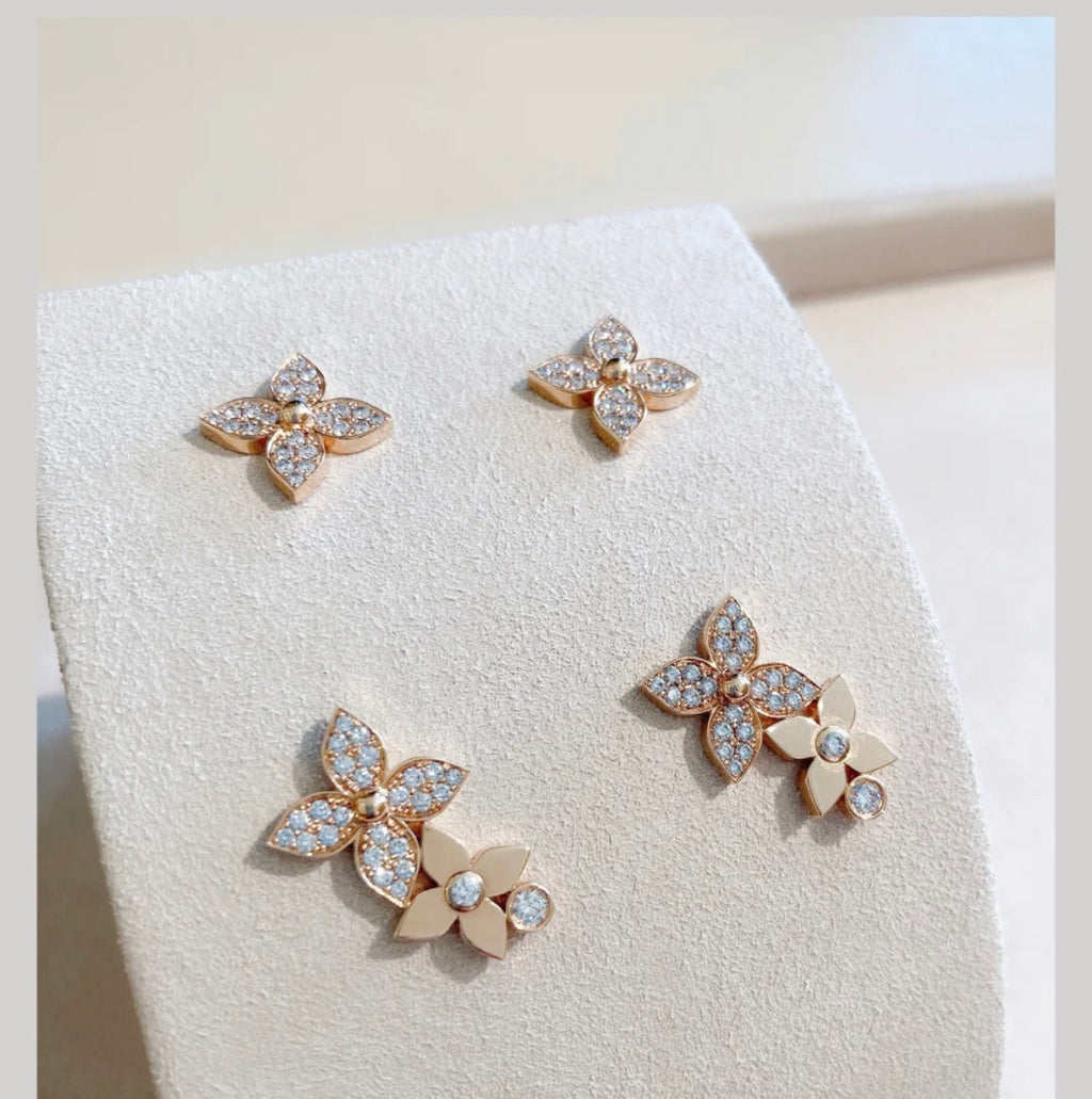 ¡®Twinkle jewelry¡¯STAR BLOSSOM STUD EARRINGS PINK GOLD DIAMONDS