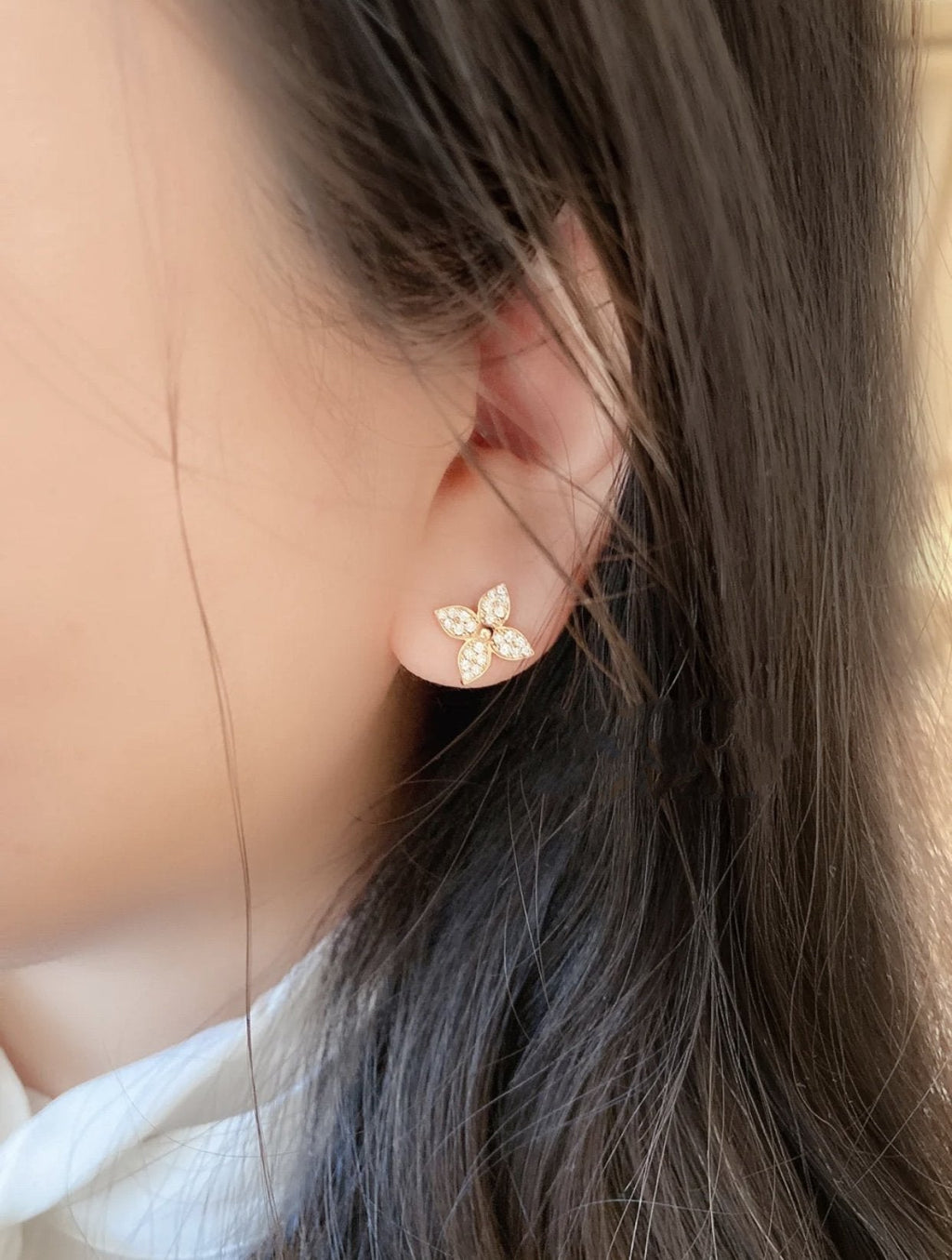 ¡®Twinkle jewelry¡¯STAR BLOSSOM STUD EARRINGS PINK GOLD DIAMONDS