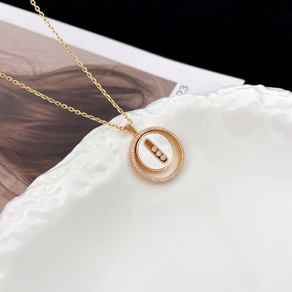 [Twinkle jewelrys]LUCKY MOVE MM NACRE BLANCHE DIAMOND NECKLACE