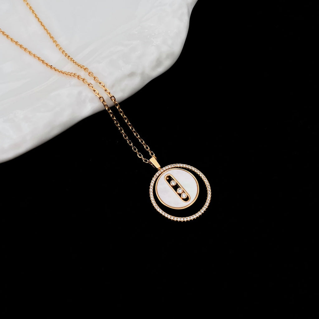 [Twinkle jewelrys]LUCKY MOVE MM NACRE BLANCHE DIAMOND NECKLACE