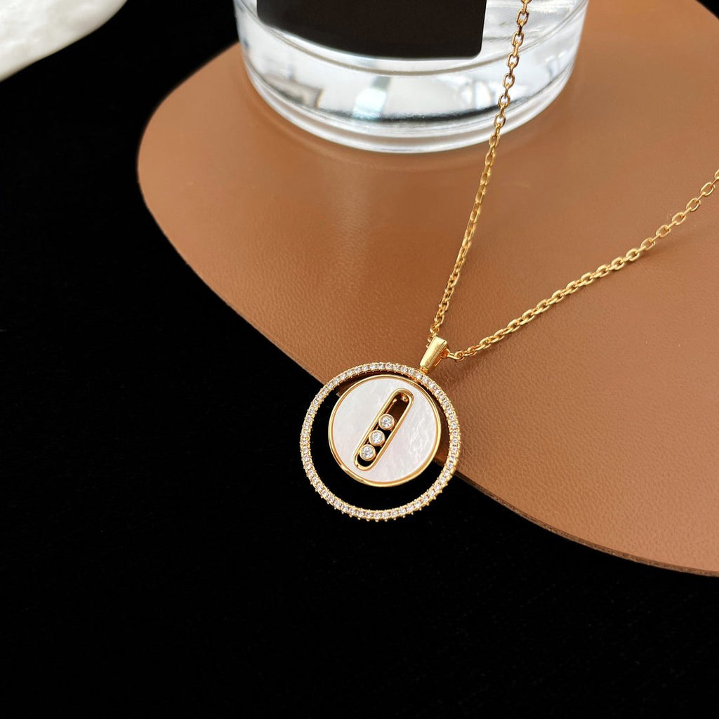 [Twinkle jewelrys]LUCKY MOVE MM NACRE BLANCHE DIAMOND NECKLACE