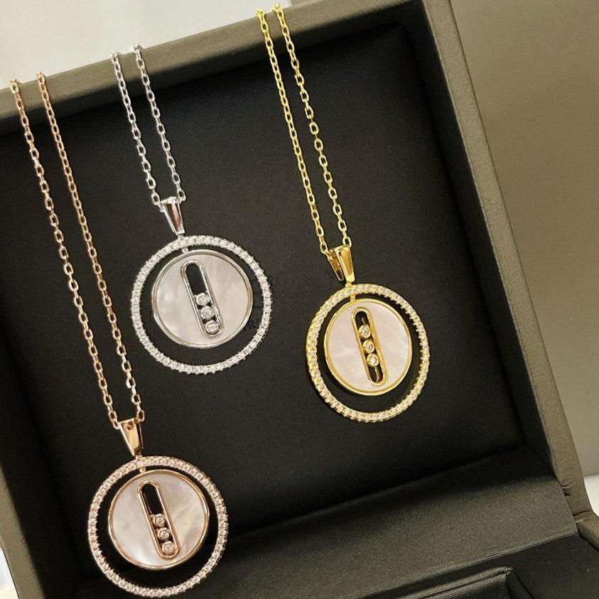 [Twinkle jewelrys]LUCKY MOVE MM NACRE BLANCHE DIAMOND NECKLACE
