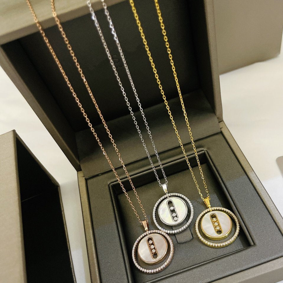 [Twinkle jewelrys]LUCKY MOVE MM NACRE BLANCHE DIAMOND NECKLACE