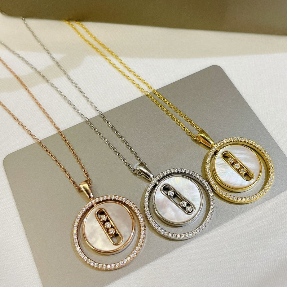 [Twinkle jewelrys]LUCKY MOVE MM NACRE BLANCHE DIAMOND NECKLACE
