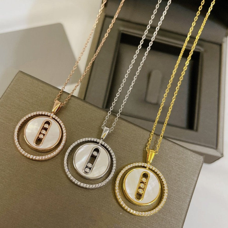 [Twinkle jewelrys]LUCKY MOVE MM NACRE BLANCHE DIAMOND NECKLACE
