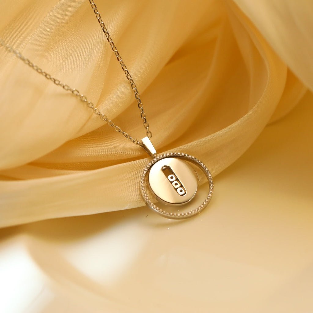 [Twinkle jewelrys]LUCKY MOVE MM SILVER DIAMOND NECKLACE