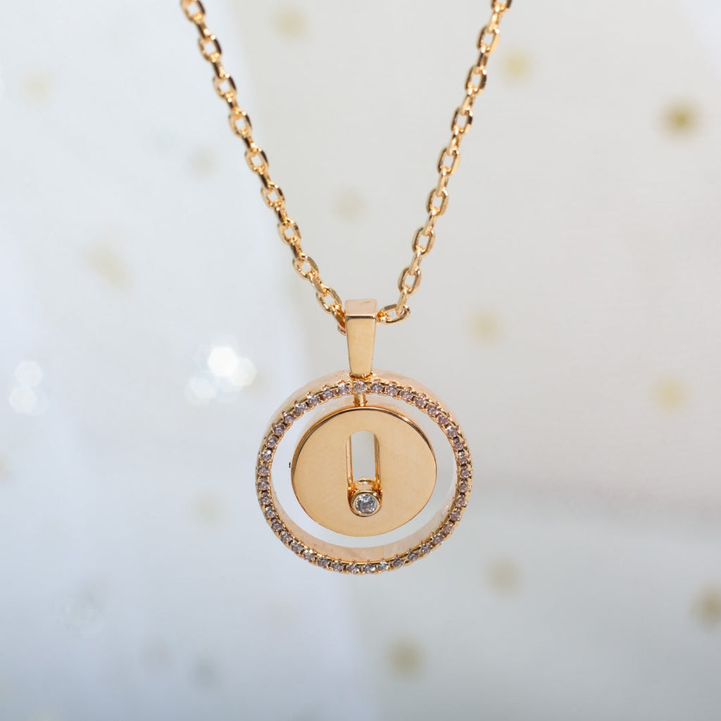 [Twinkle jewelrys]LUCKY MOVE PM NECKLACE PINK GOLD DIAMOND