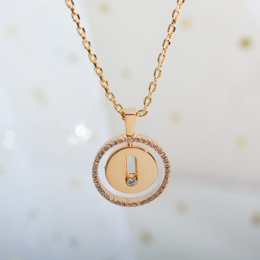 [Twinkle jewelrys]LUCKY MOVE PM NECKLACE PINK GOLD DIAMOND